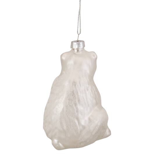 Glittered White Glass Polar Bear Ornament